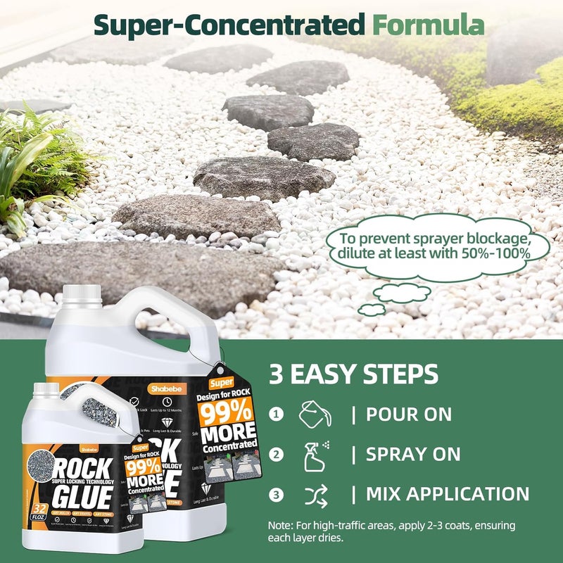 Shabebe Rock Glue, Mulch Glue 1Gallon- Fast-Drying Adhesive for Landscaping Rocks, Small Pebbles, Pea Gravel Stabilizer & Mulch Binder | Weather-Resistant Outdoor Stabilizer for Driveways, Gardens, Walkways - Image 4